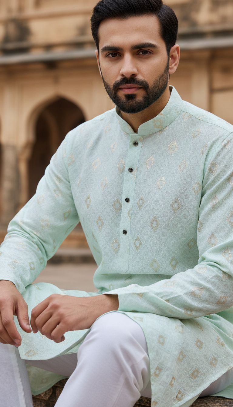 KPD6087 Mint Pista Green Designer Kurta Pyjama Set