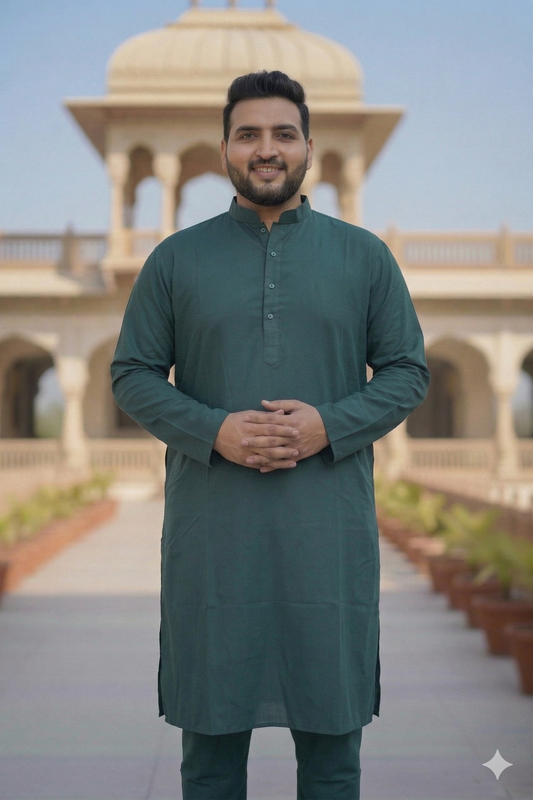 KPD4069 Plus Size Forest Green Kurta with Pyjama