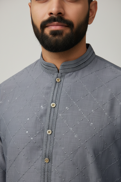 KPD6039 Designer Grey Kurta Pyjama