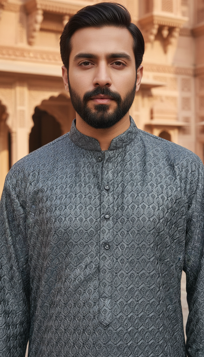 KPD6147 Metallic Olive Green Kurta Pyjama Set