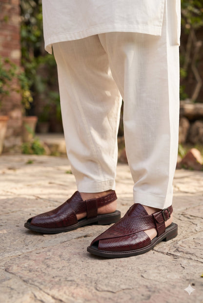 KPL0056 Wine Peshawari Sandals / Jutti for Men