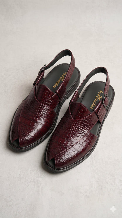 KPL0056 Wine Peshawari Sandals / Jutti for Men