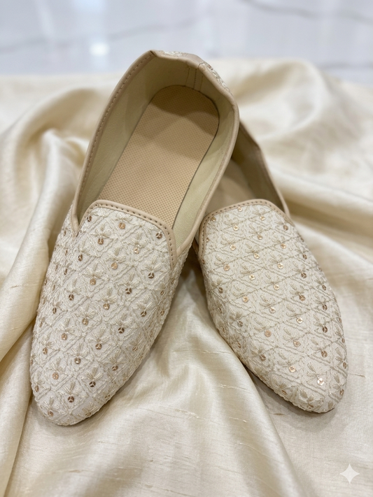 KPL0051 Cream Gold Jutti/Khussa For Men