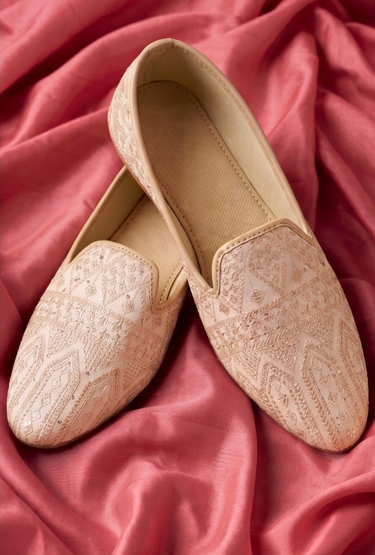 KPL0052 Cream Rose Gold Jutti/Khussa For Men