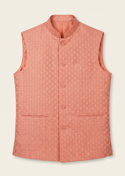 KPJ7012 Designer Peach Nehru Jacket