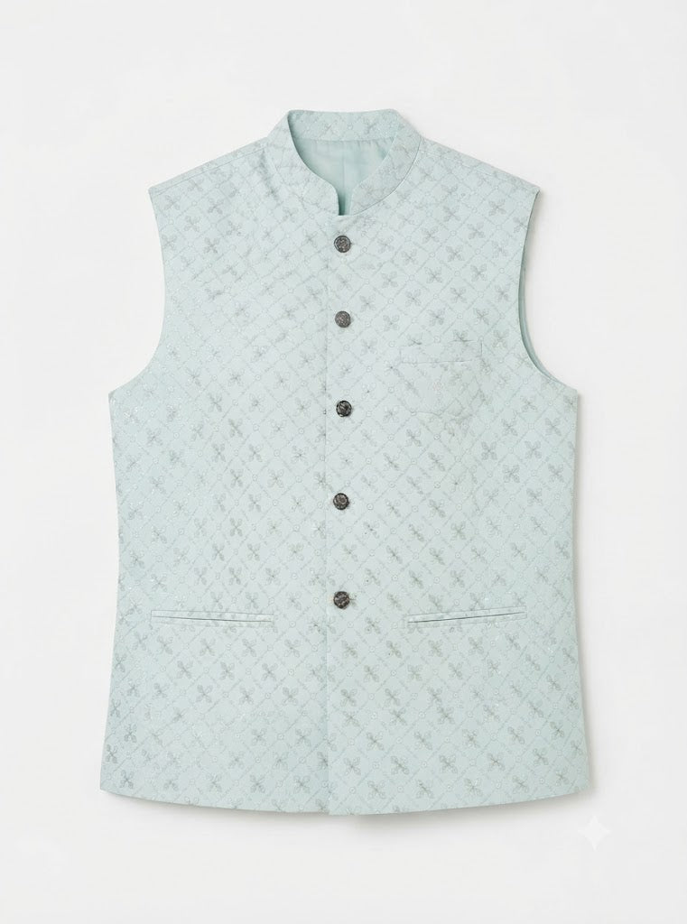 KPJ7126 Pastel Bluish Green Nehru Jacket