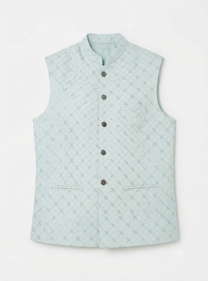 KPJ7126 Pastel Bluish Green Nehru Jacket