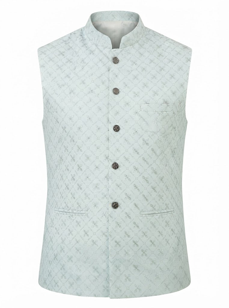 KPJ7126 Pastel Bluish Green Nehru Jacket