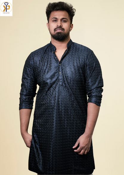 Blue Lucknowi Sequin Work Kurta Pyjama