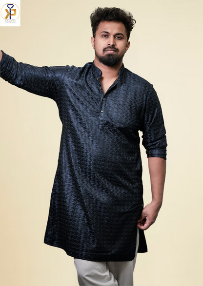 Blue Lucknowi Sequin Embellished Kurta Pyjama