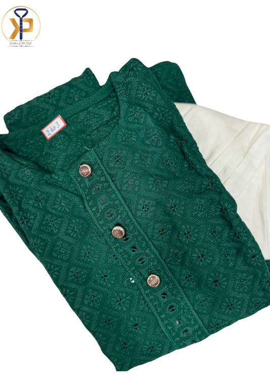 green kids ethnic wear kurta pyjama