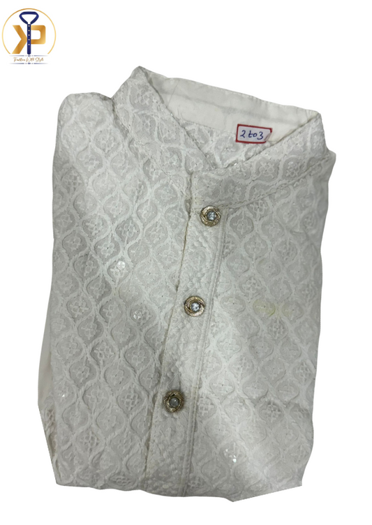 white chikankari kurta pyjama