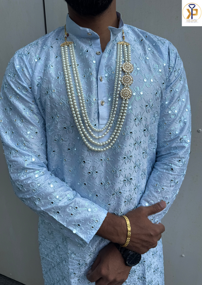 KPD5196 Sky Blue Designer Kurta Pyjama - Kurtapyjama.ca