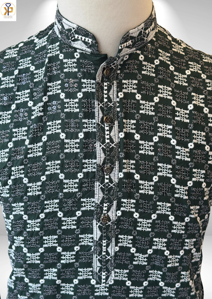 dark green kurta pyjama set