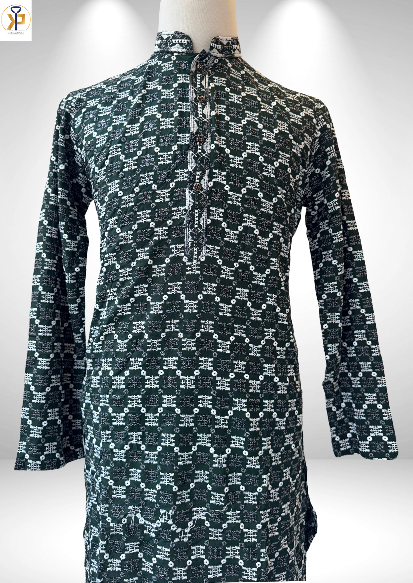 dark green kurta pyjama set for men