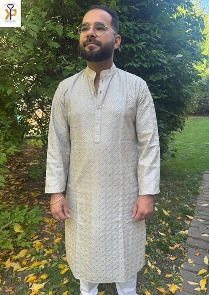 grey sequence work kurta pyjama