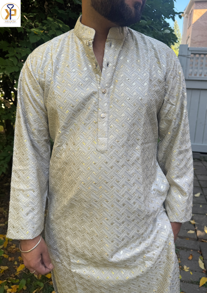 grey sequence work kurta pyjama set