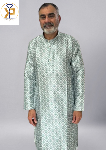 KPD1098 Cotton Mix Printed Kurta Pyjama Set For Men