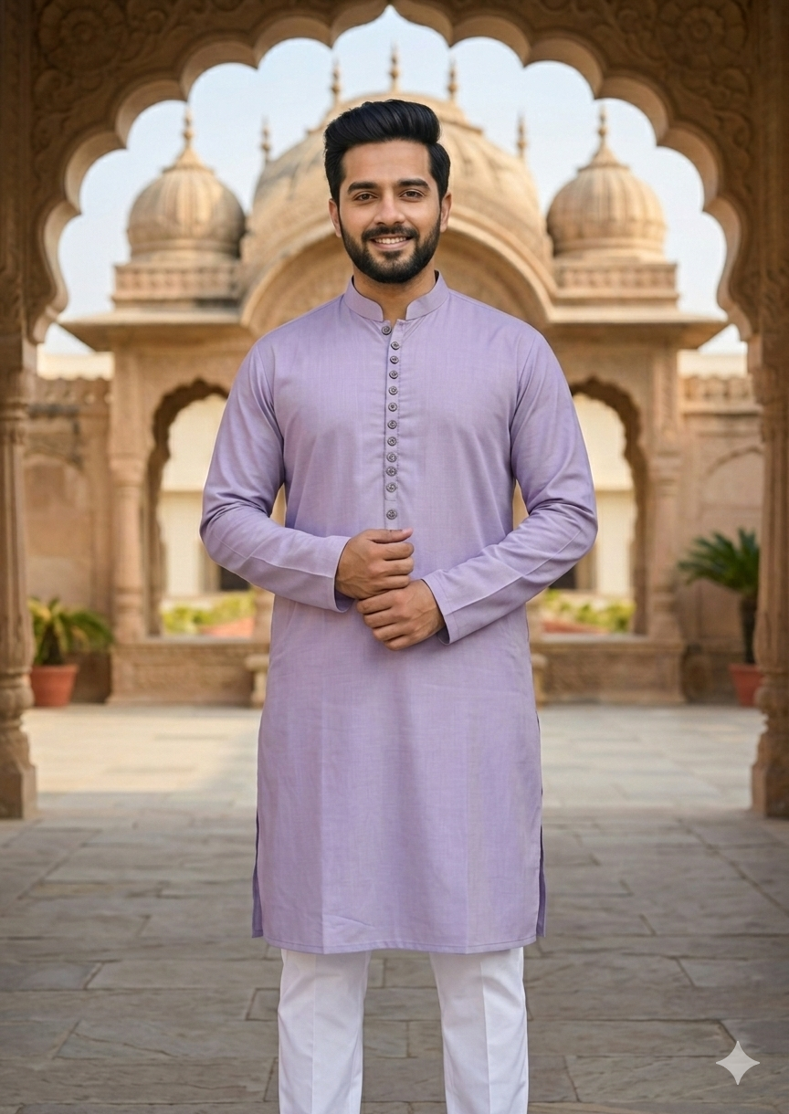 KPD4045 Lavender Plain Plus Size Kurta Pyjama