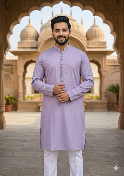 KPD4045 Lavender Plain Plus Size Kurta Pyjama