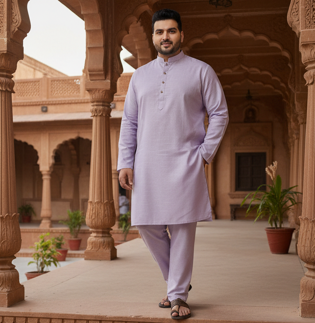 KPD4042 Cotton Lavender Plus Size Kurta Pyjama