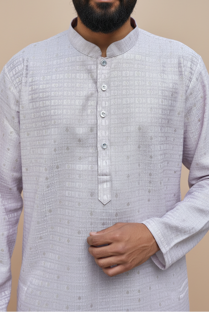 KPD6166 Dusty Lavender Jacquard Weave Kurta Pyjama Set with Metallic Shine