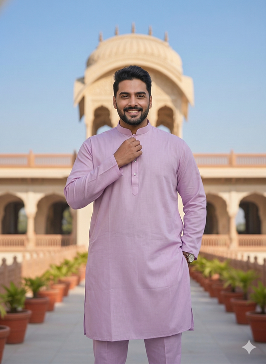 KPD4071 Plus Size Plain Lavender Kurta with Pyjama