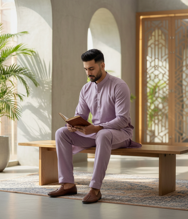 KPC1038 Lilac Plain Bombay Silk Kurta with Pant