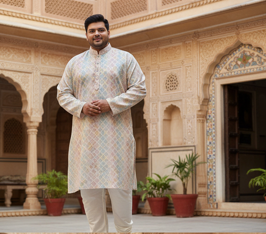 KPD4046 Plus Size Multicolor Cotton with Sequence Design