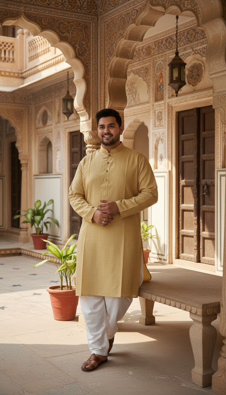 KPD4041 Light Mustard Plus Size Kurta Pyjama