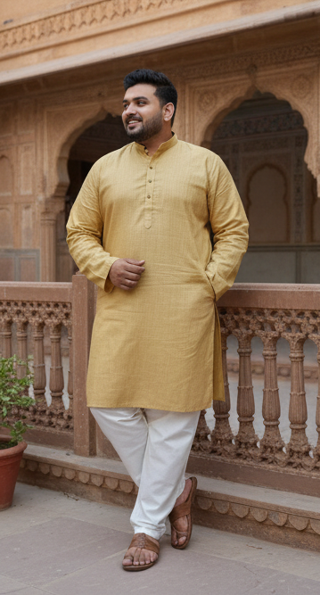 KPD4041 Light Mustard Plus Size Kurta Pyjama