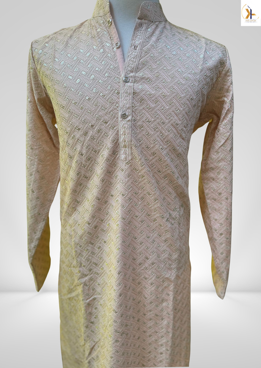 KPD6149 Peach Sequence Kurta Pyjama Set