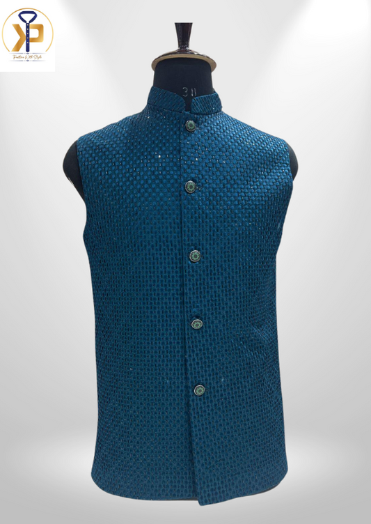 teal nehru jacket