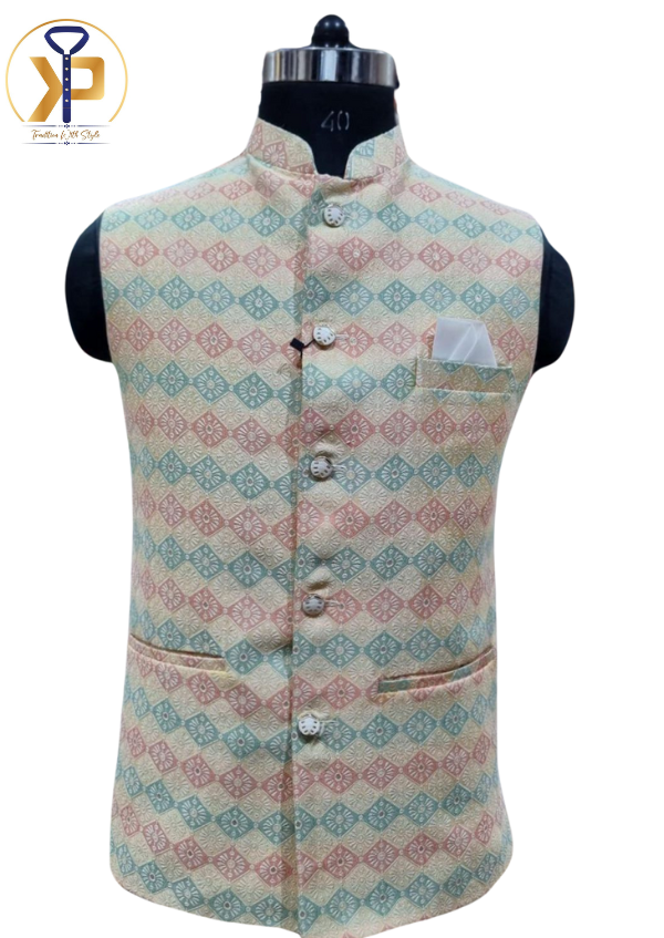 KPJ6085 Multi Color Nehru Jacket For Men