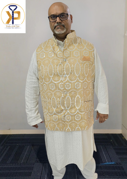 KPD1010 White Chikankari Plus Size Kurta Pyjama