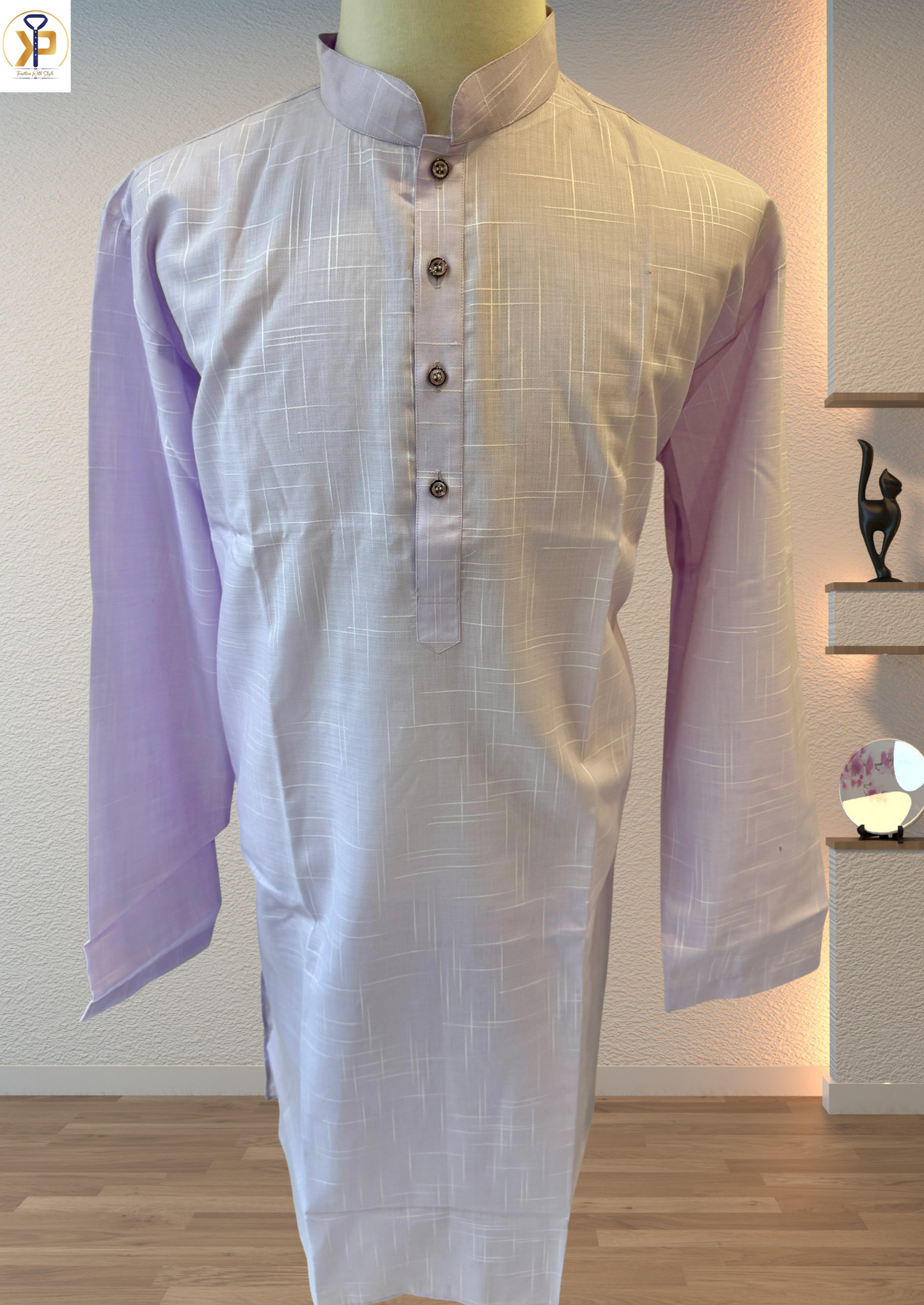Cotton Lavender Plus Size Kurta Pyjama For Men