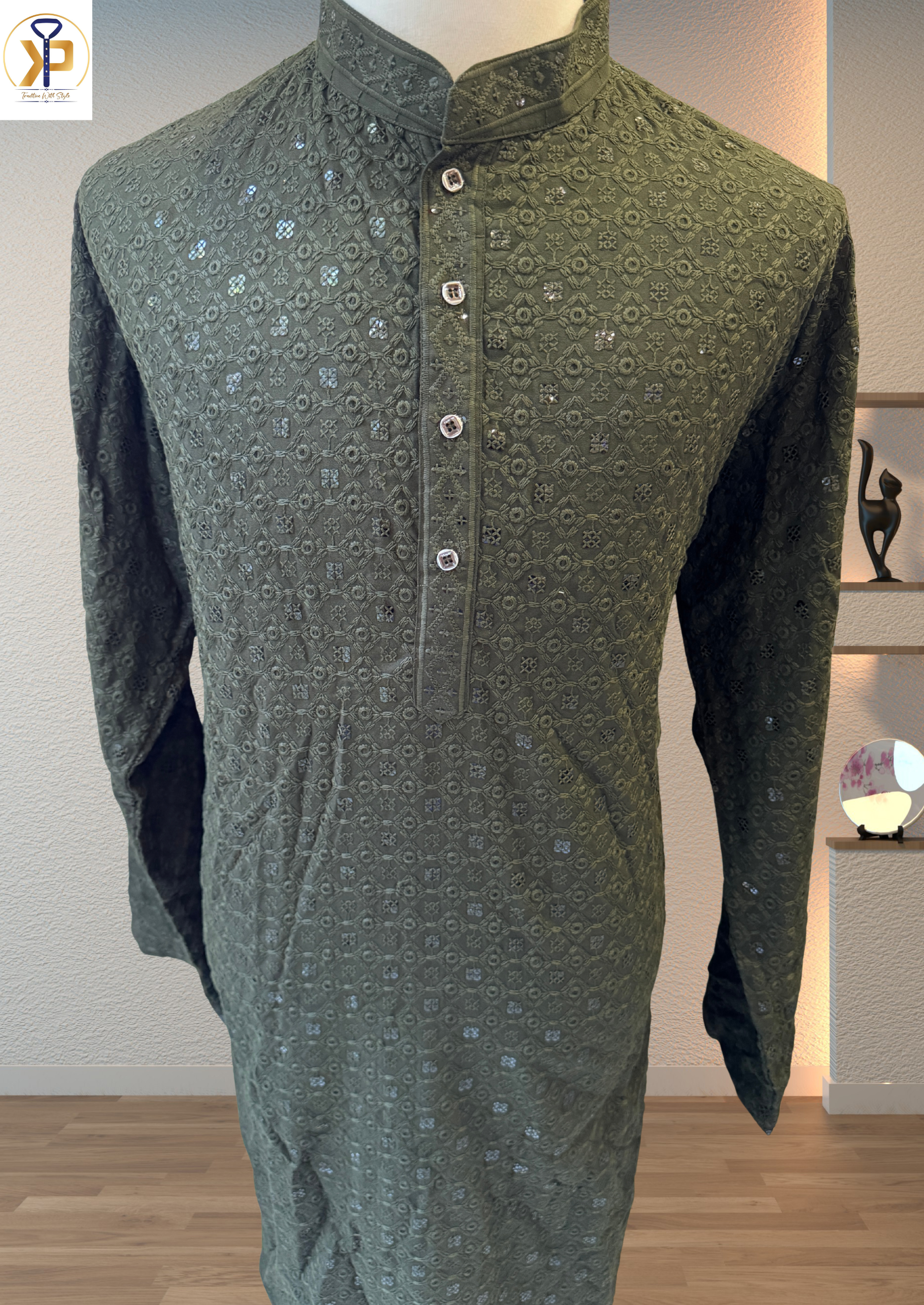 Plus Size Forest Green with Straight Pyjama