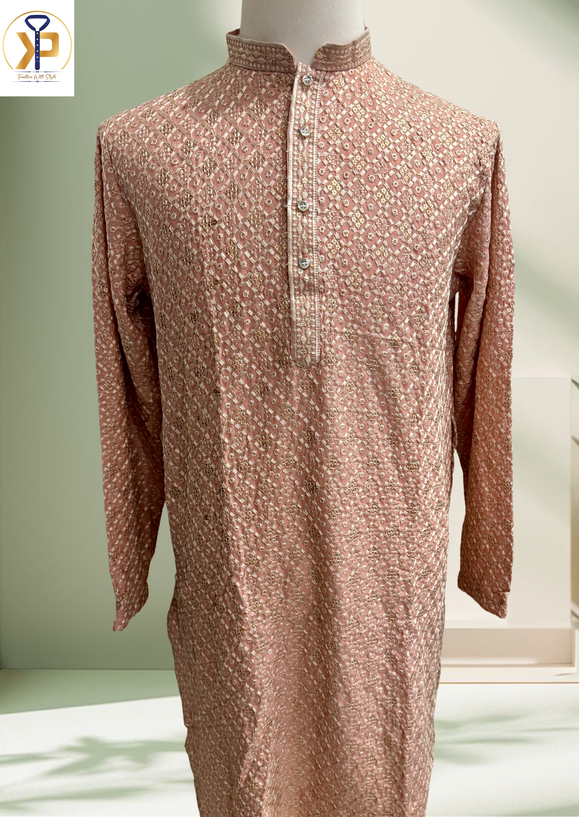 peach sequence kurta pyjama