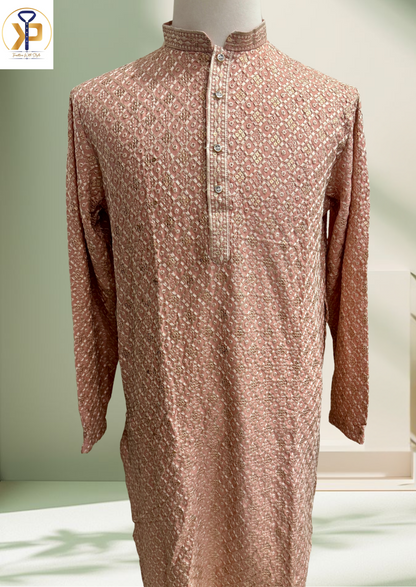 peach sequence kurta pyjama