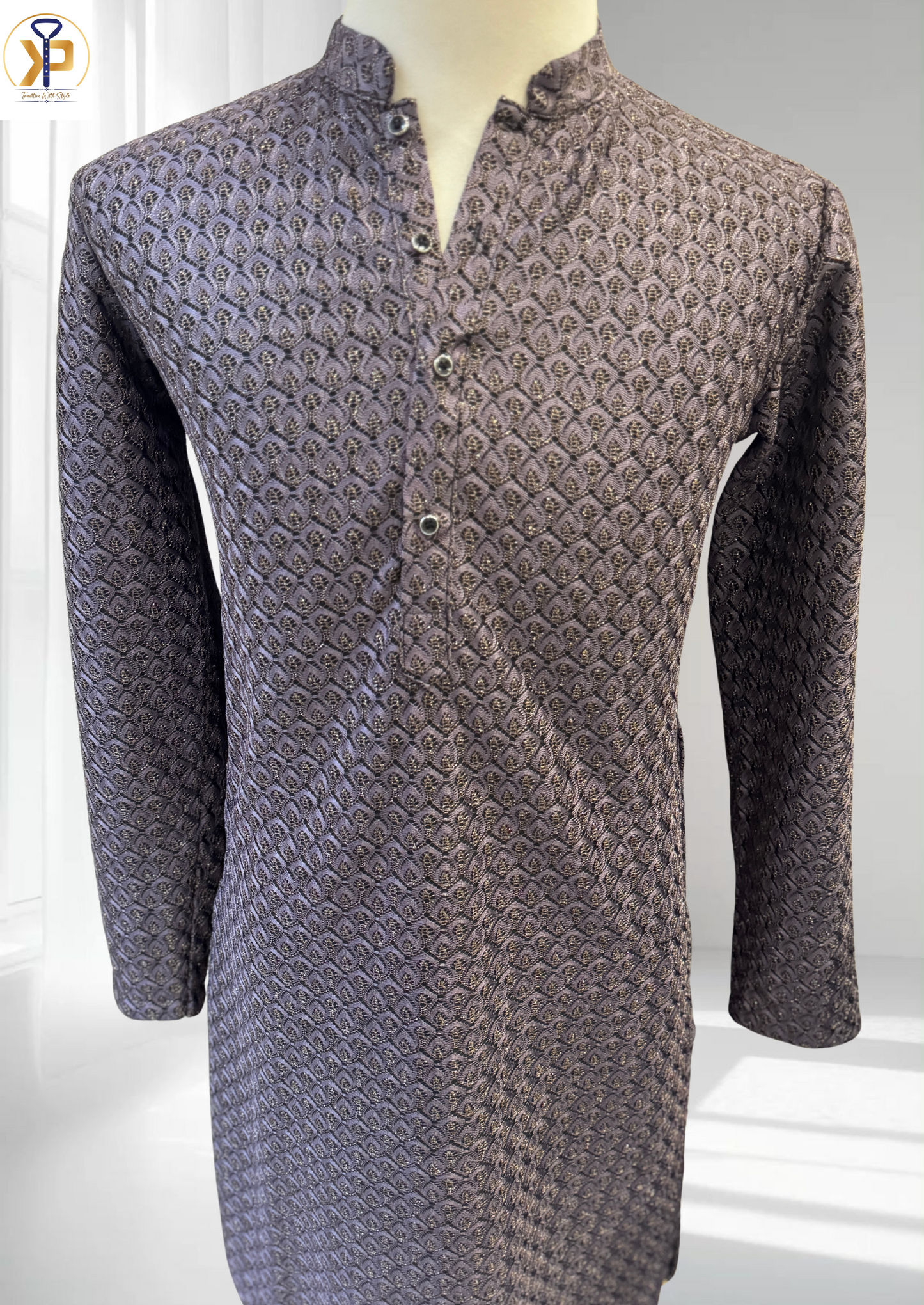 deep purple metallic shine kurta pyjama