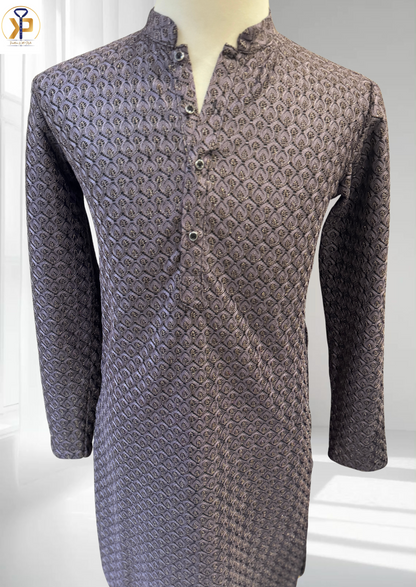 deep purple metallic shine kurta pyjama