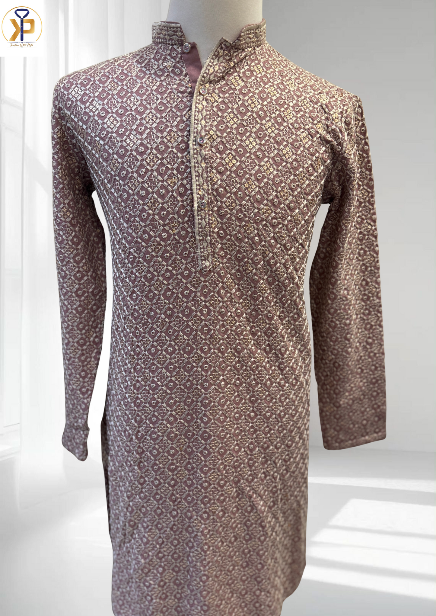 dusty pink kurta pyjama set for men