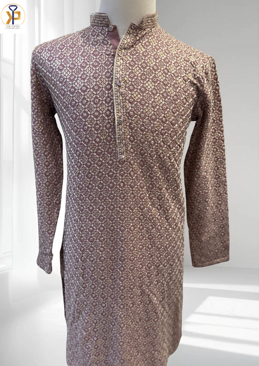 dusty pink kurta pyjama set for men
