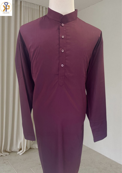 plain plum plus size kurta pyjama for men
