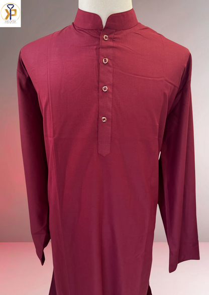 plain plus size red kurta pyjama