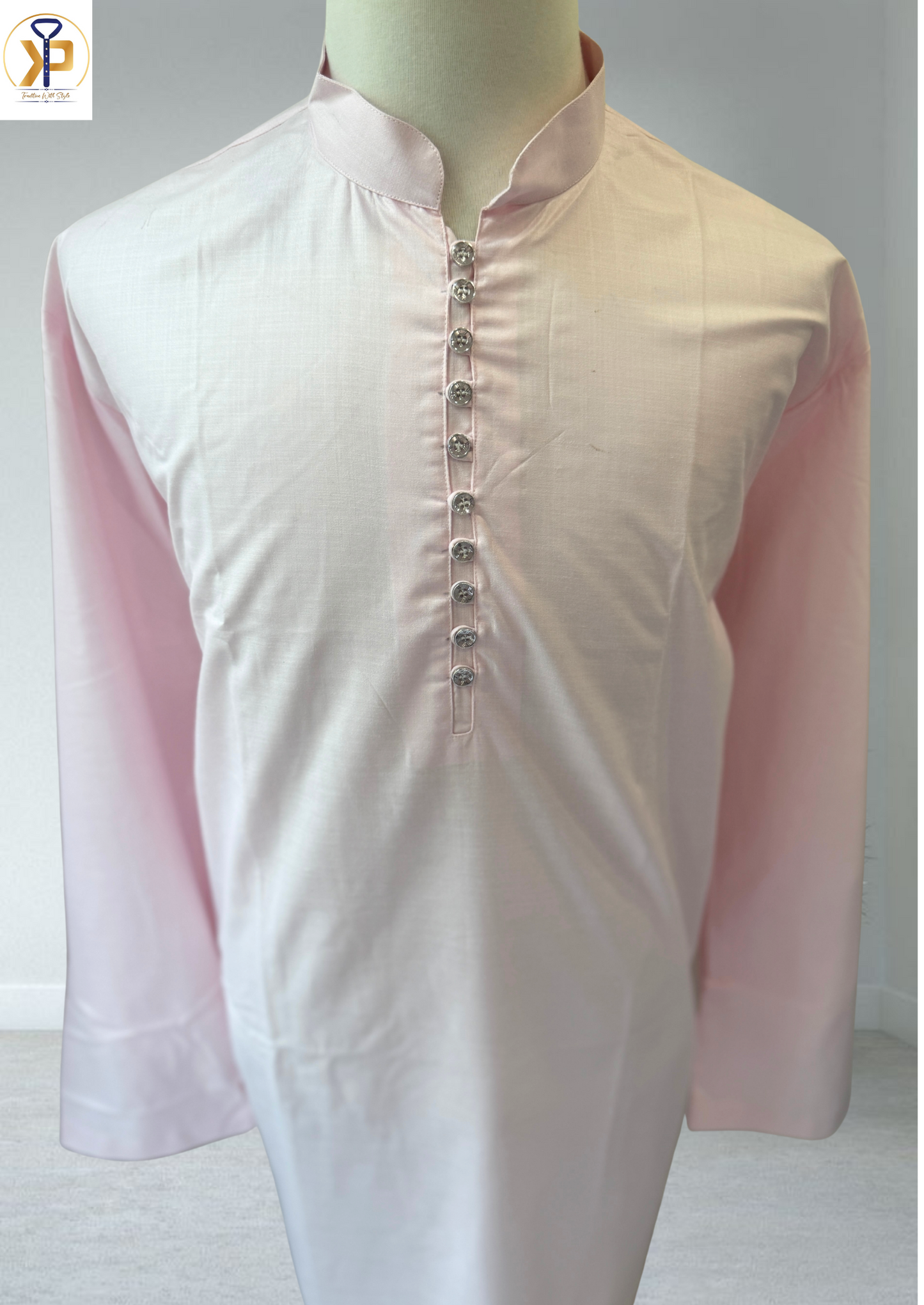 plain pink plus size kurta pyjama set for men