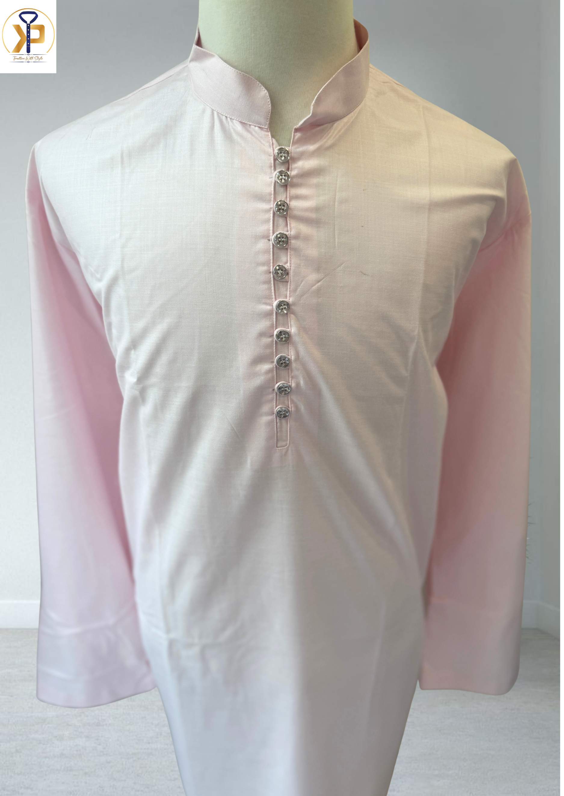 plain pink plus size kurta pyjama set for men