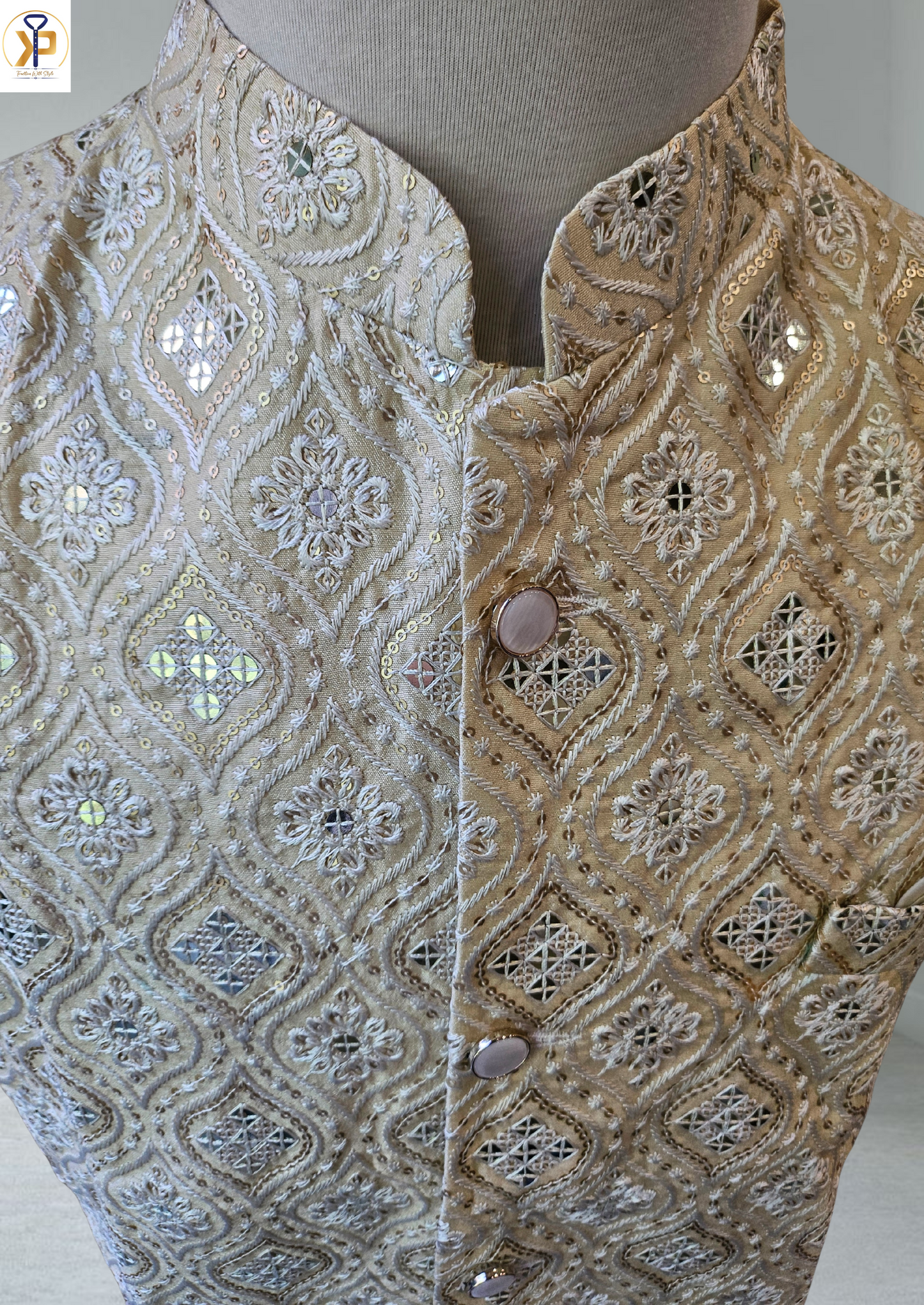 heavy beige nehru jacket