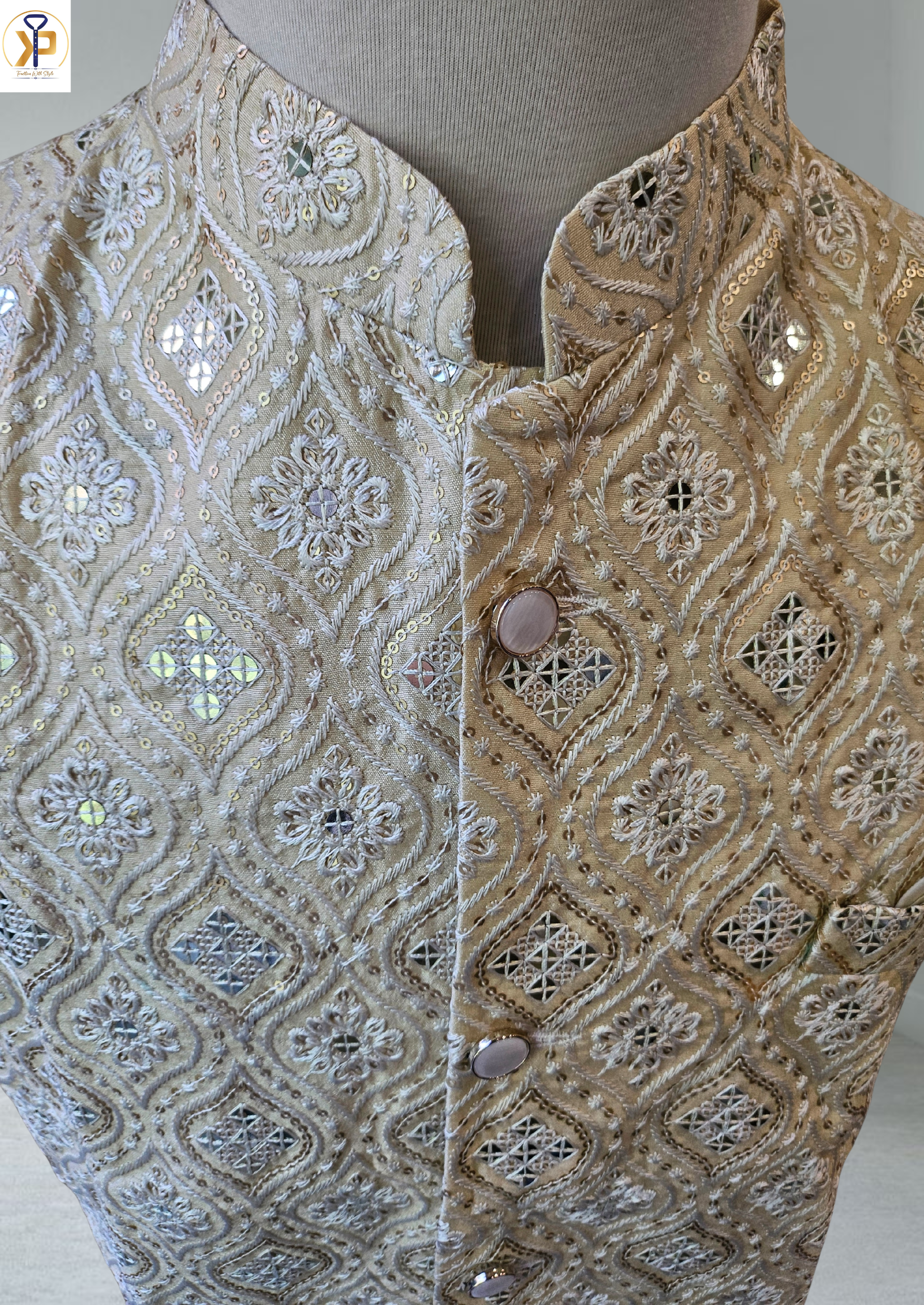 heavy beige nehru jacket