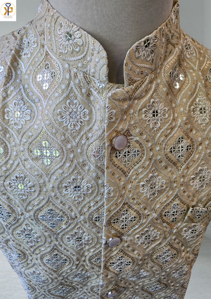 heavy beige nehru jacket